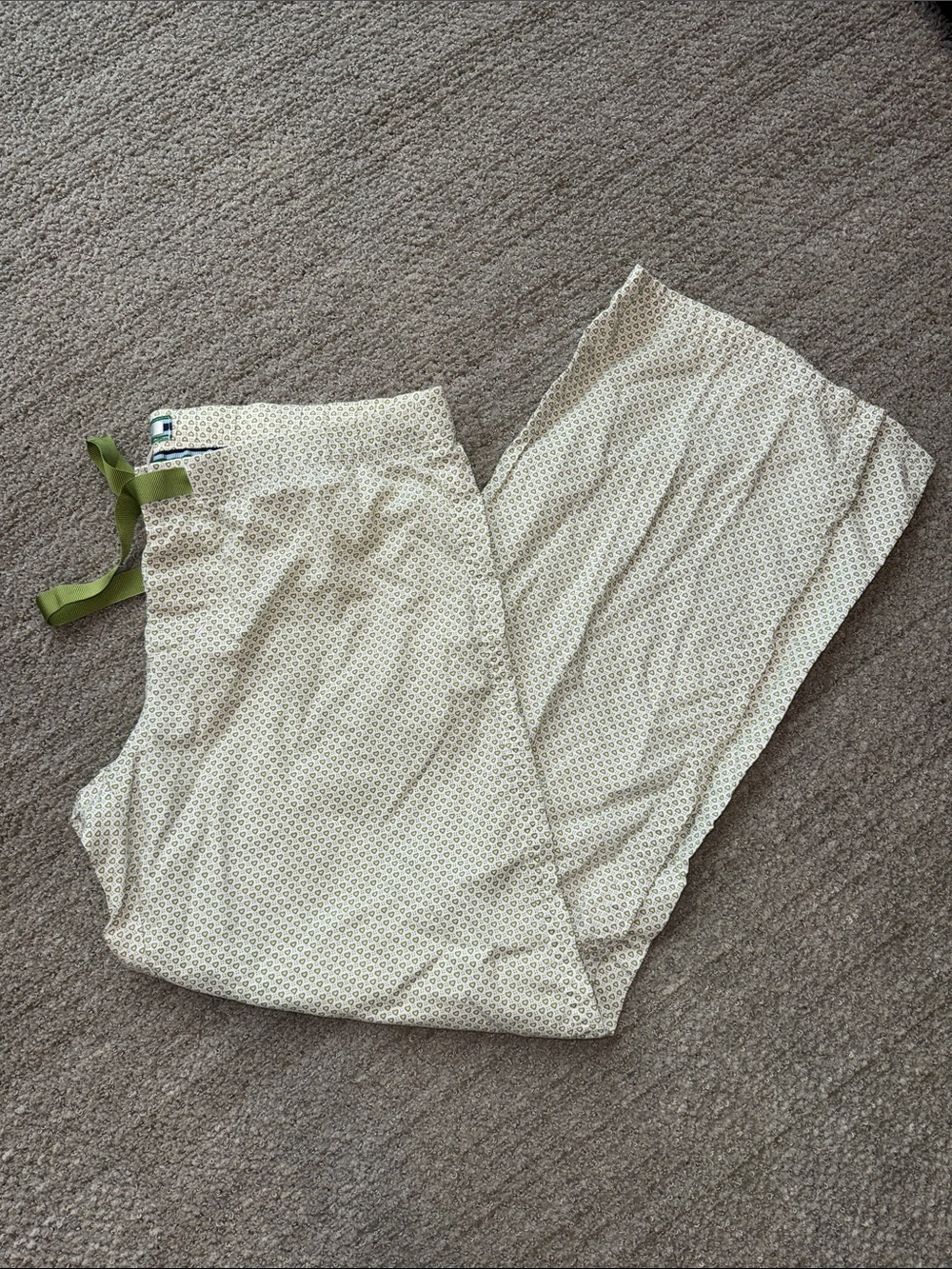 aerie Trouser PJ Pajama Pants Green Heart Patterned Drawstring